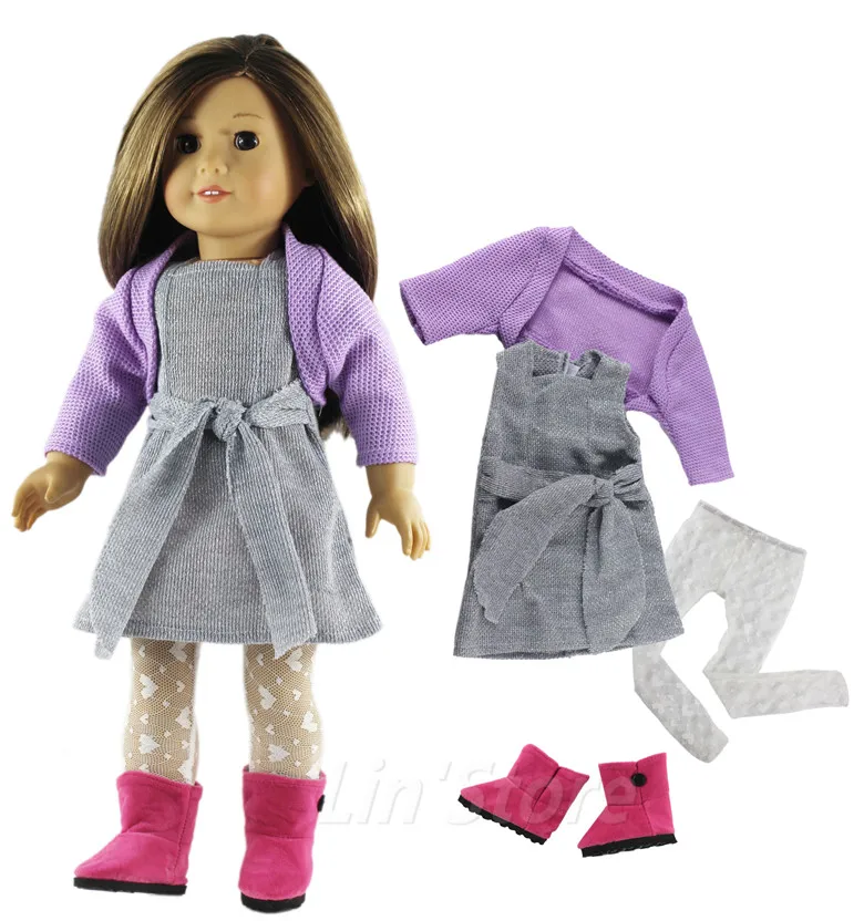 Clothes and Boots A2 Новинка, 1 комплект, Одежда для куклы+ очки+ сапоги+ колготки+ сумка для 1", американская кукла, много стилей на выбор - Цвет: Clothes and Boots A2