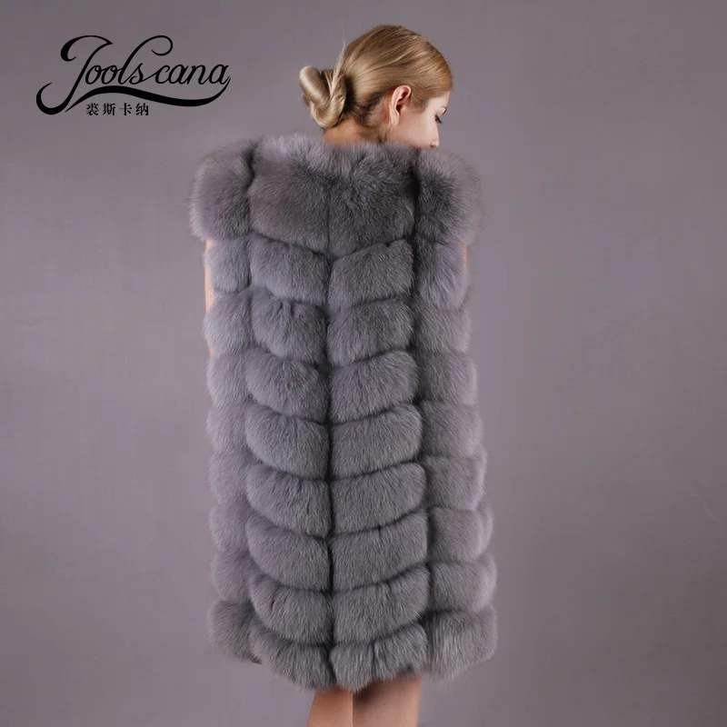 Joolscana real fur long vest natural fox winter sleeveless jacket coat 2017 brand Russia style women warm | Женская одежда