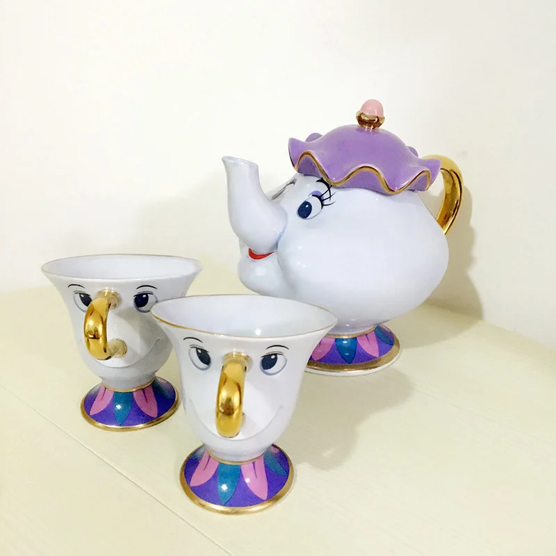 

1-Set Beauty And The Beast Teapot Mugs Set New Style Cartoon Ceramics Mrs Potts Chip Tea Pot Cup Friend Brithday Christmas Gift