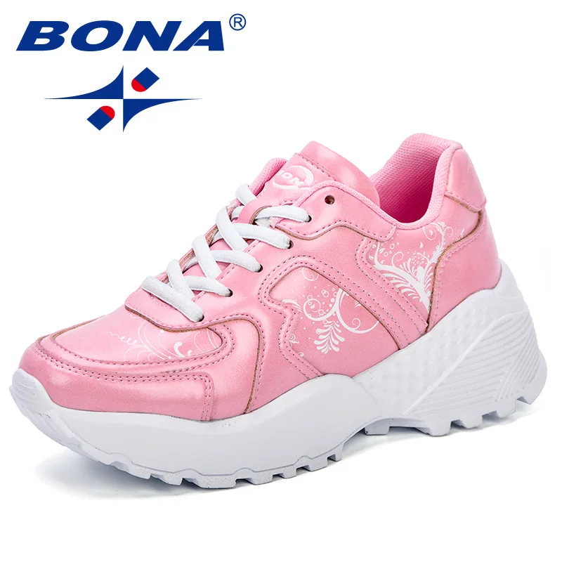 Pink BONA/Модная женская повседневная обувь; кроссовки; женская обувь; дышащая обувь из микрофибры на плоской подошве; женская обувь; chaussures femme zapatos mujer - Цвет: Pink