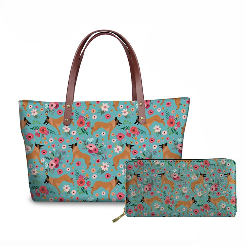 

NOISYDESIGNS Women's Belgian Malinoi Dog Printing Shoulder Bags Ladies Top-Handle Bag for Females Large Handbag Luxury Wallets