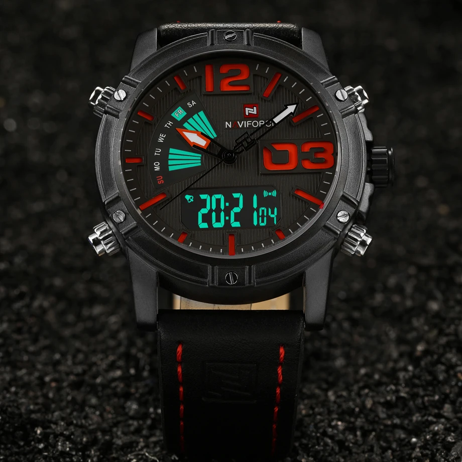 Часы NAVIFORCE мужские спортивные армейские кварцевые аналоговые светодиодные