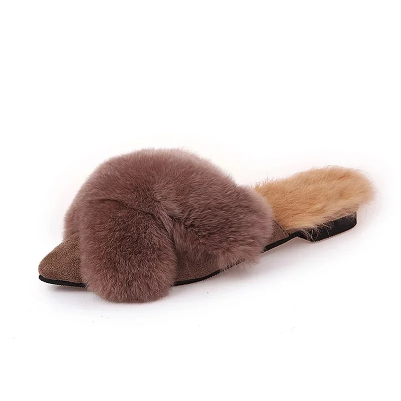 Роскошные Тапочки из натурального меха женские милые плюшевые пушистые тапочки