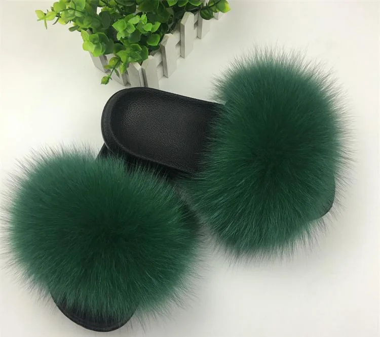 Coolsa/летние женские шлепанцы из лисьего меха; шлепанцы без задника с натуральным мехом; женские домашние Вьетнамки; повседневные сандалии с мехом; модная пушистая плюшевая обувь