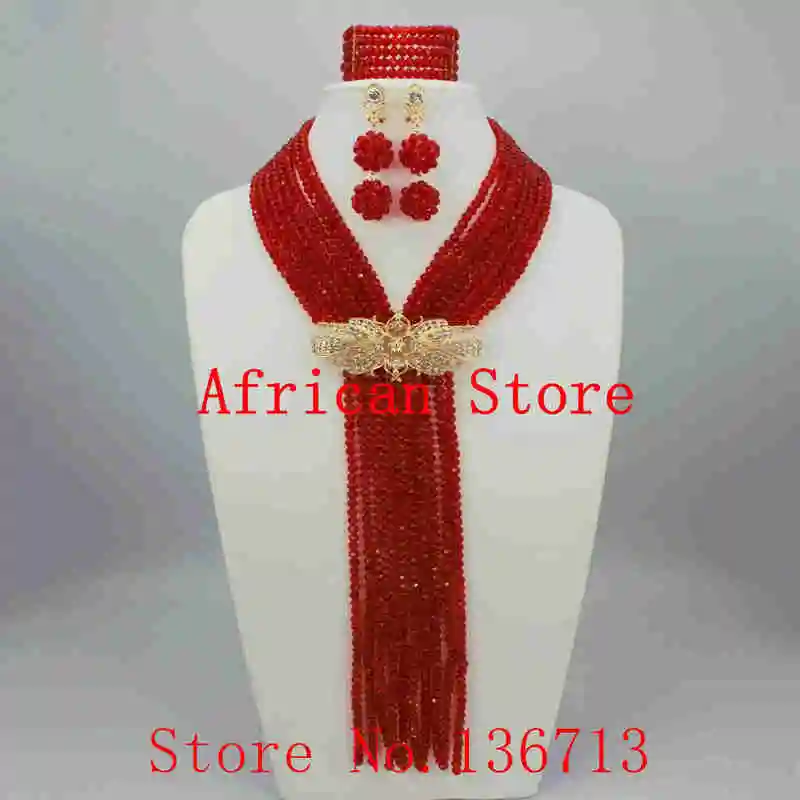 

Marvelous Bridal Jewelry Set Nigerian Wedding African Beads Jewelry Set Red Wedding Balls Necklace Set Free Shipping J816-3