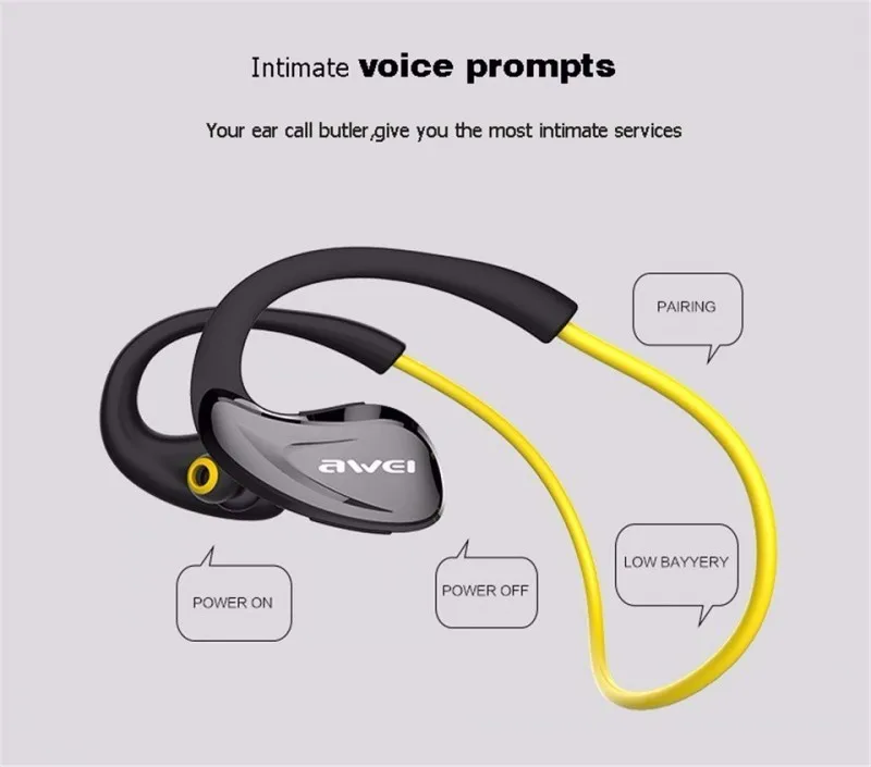 Awei NFC hands free стерео спортивные наушник блютуз беспроводные наушники гарнитура бега с микрофоном вкладыши earbuds микронаушник aptx hd hi fi для телефона андроид Xiaomi Redmi Mi Apple iPhone Huawei Honor Samsung