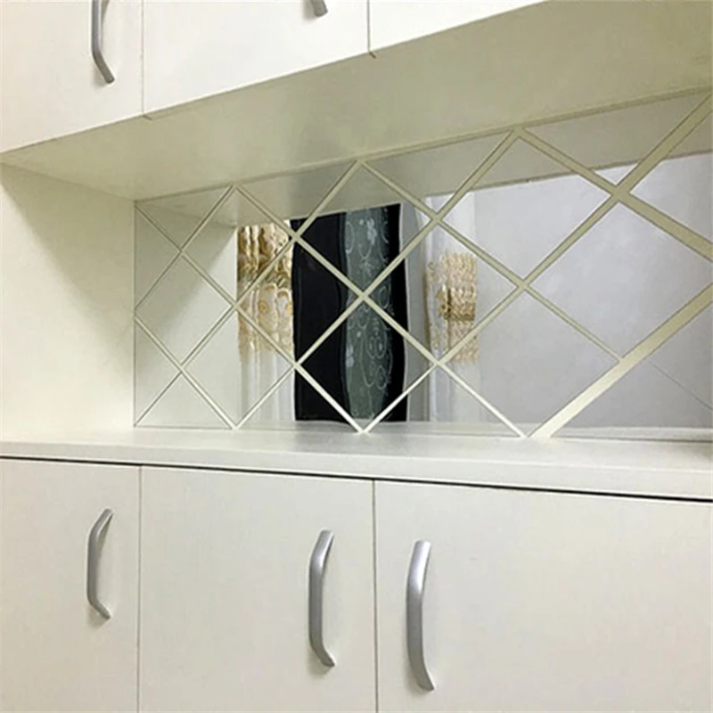 Diy настенные наклейки с алмазным узором акриловые зеркальные 3d Стикеры для