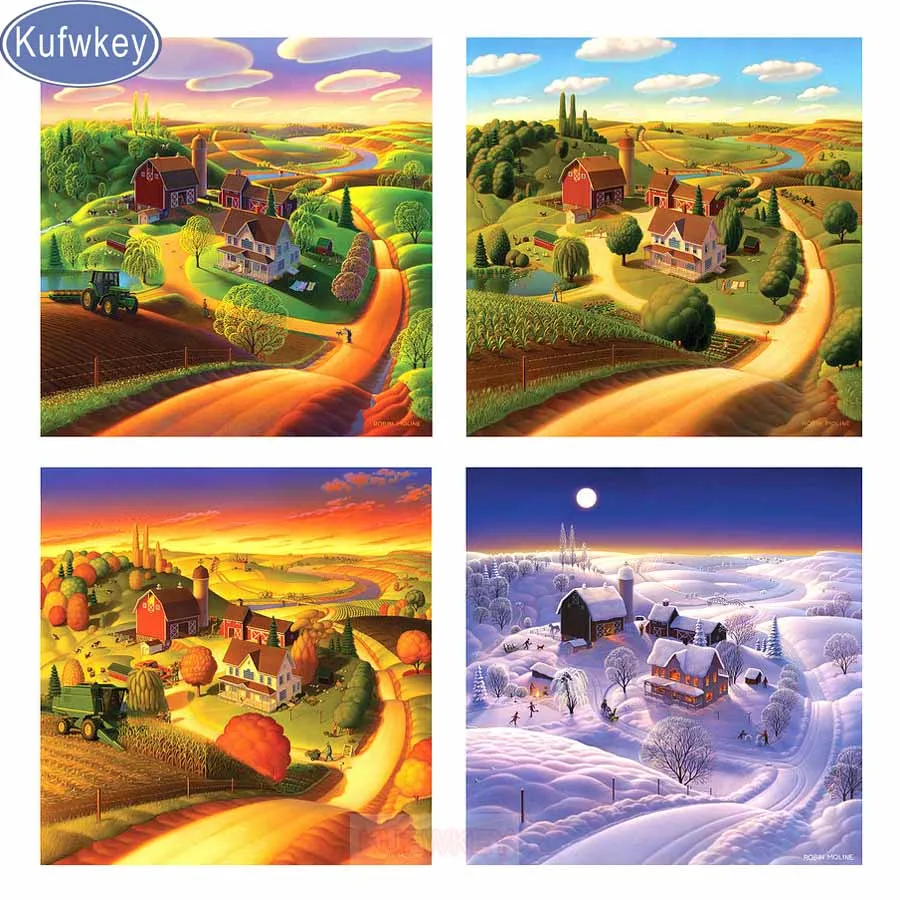 4 шт. Сверхъестественное алмазов картина Four Seasons круглый С алмазами с