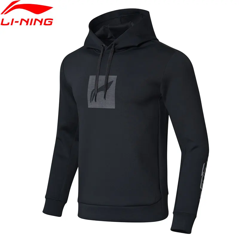 Li-Ning мужская тренировочная толстовка с капюшоном, обычная посадка, 92% полиэстер, 8% спандекс, комфортный спортивный свитер с подкладкой из интерлока, AWDN983 MWW1514