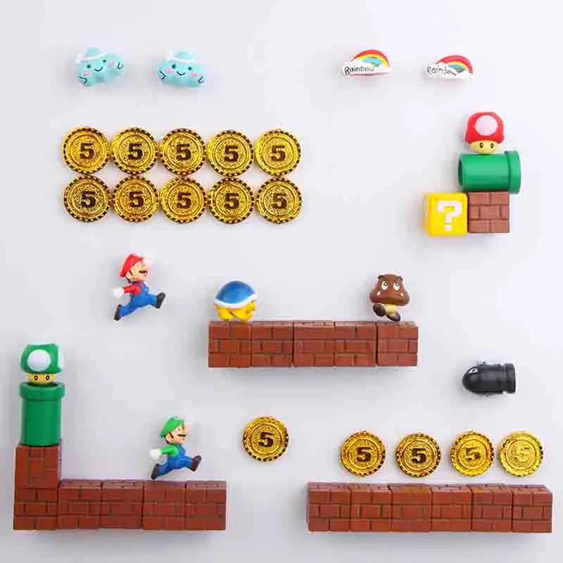 Новая комбинация 3D Super Mario Bros. Магниты на холодильник стикер сообщений домашний декор детские игрушки подарок на день рождения