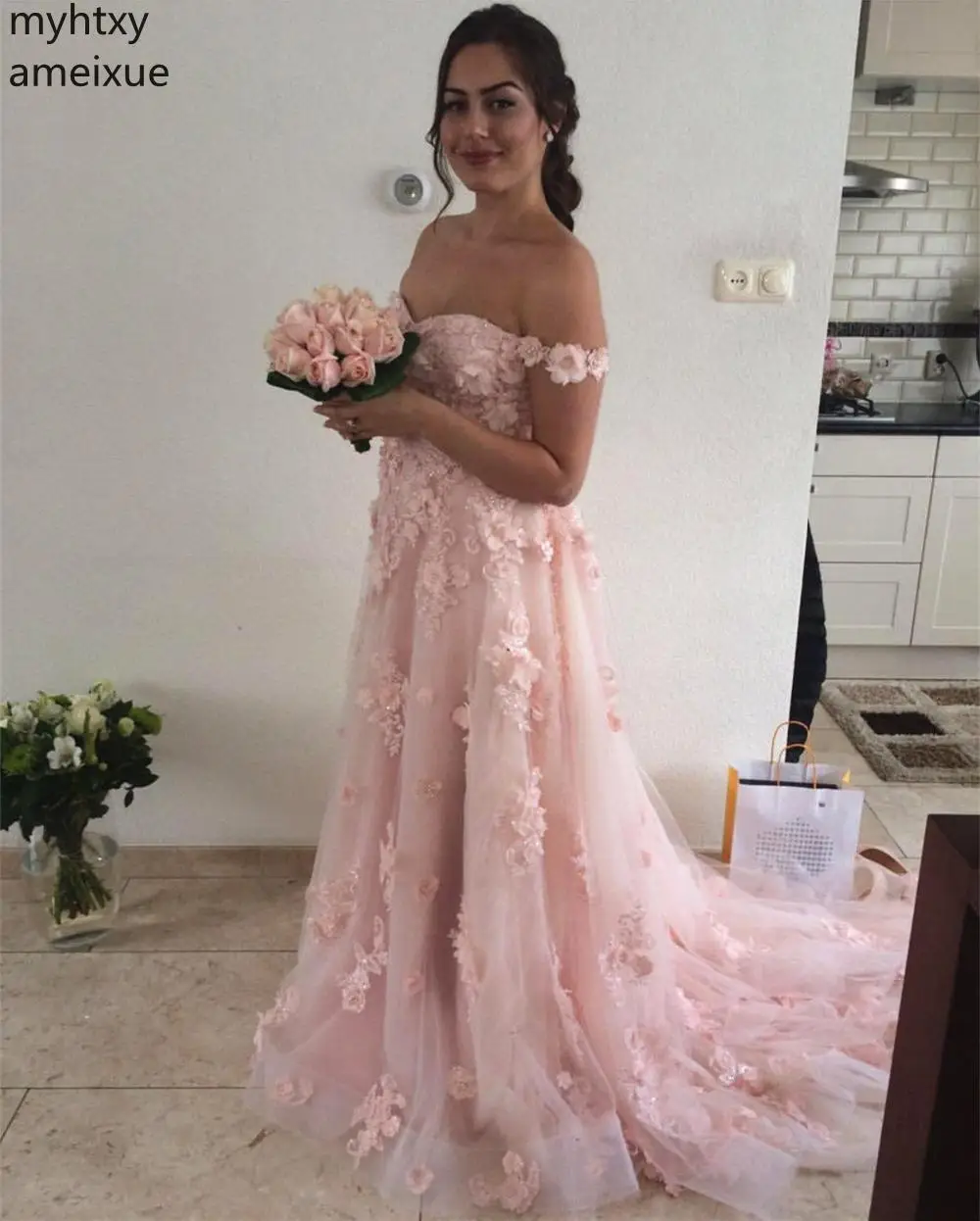 

2021 New Sexy Arrival Myhtxyameixue Formal Evening Sweetheart Sweep Train A-line Sleeveless Floor-length Tulle Robe De Soiree