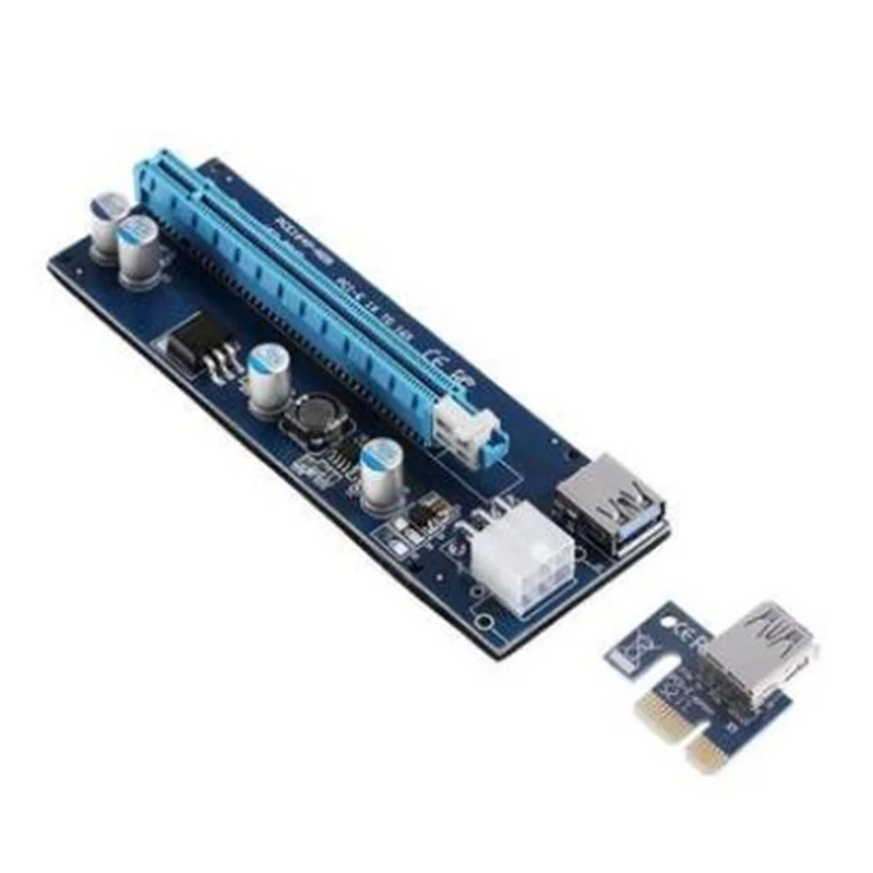 Pico PSU VER006 PCI-E Riser Card PCIE 1X 16X Удлинительный адаптер 60 см USB 3 0 кабель SATA 4Pin Molex Power для