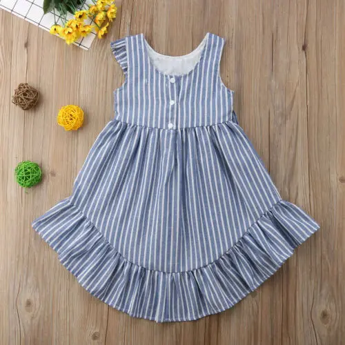 Детское летнее платье-пачка в полоску с оборками | Детская одежда и обувь