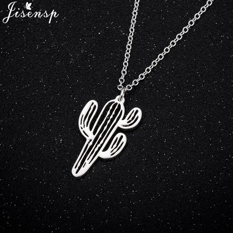 Jisensp Fashion Cactus Necklaces Pendants for Women Natural Plant Jewelry Chain Choker Necklace Mother Birthday Gifts Bijoux | Украшения и