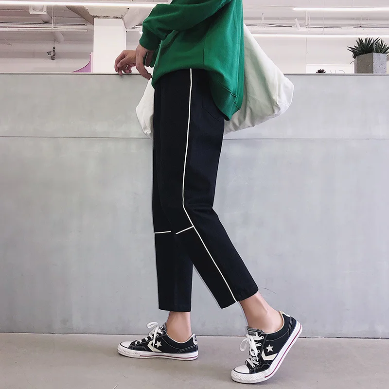 2018 Autumn New Pattern casual hiphop haren fashion loose letter Side Thin Strips Reflect Light Personality Leisure Time Pants | Мужская