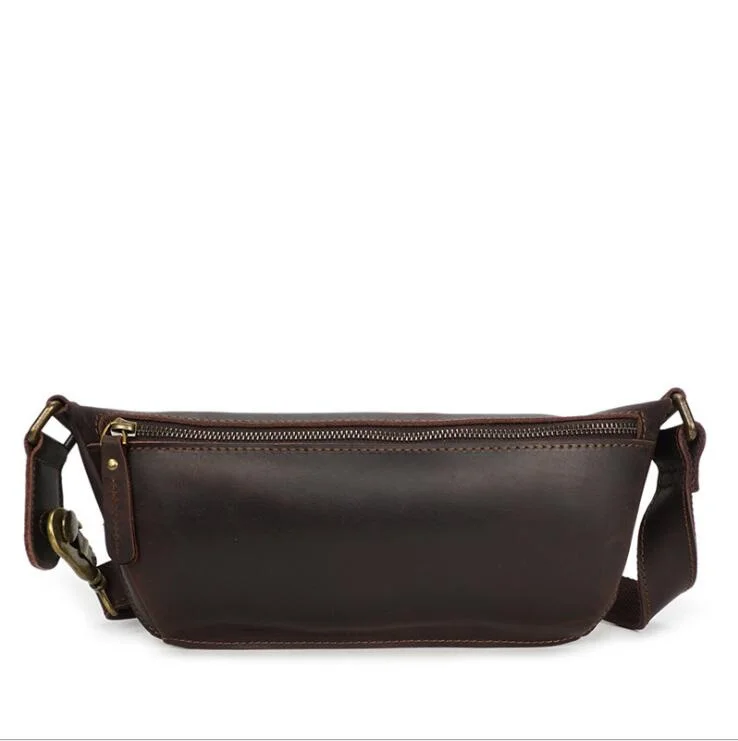 2018 Fashion genuine leather men's multifunction travel bags chest pack men simple waist pack quality man waist bag 25% off