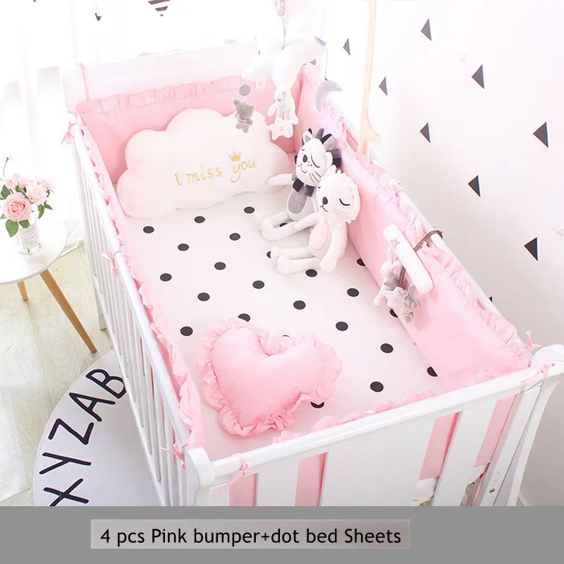 1-5pcs set Комплект из 5 предметов, бамперы для кроватки+ Натяжные простыни, Детские хлопковые бамперы для кроватки, барьер для детской кроватки, постельные принадлежности для детской комнаты - Цвет: 1-5pcs set