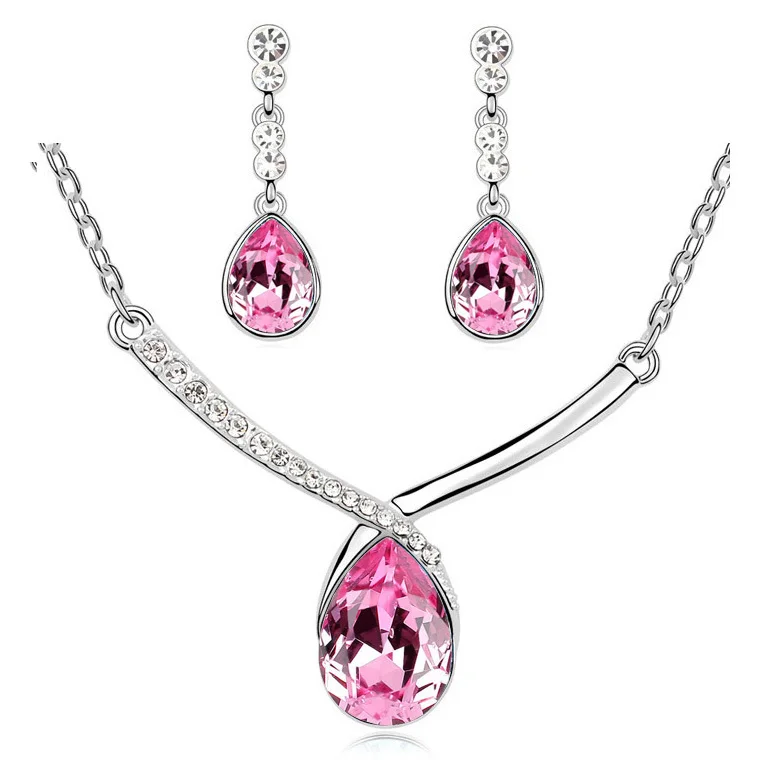 Комплект из колье и серёг с австрийскими кристаллами|necklace earring|austrian crystalwedding pendant |