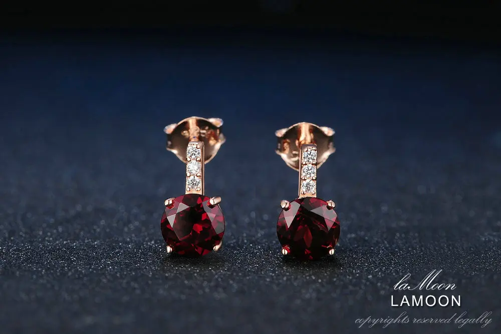 Ламода 2ct натуральный красный гранат 925 пробы серебряные серьги гвоздики ювелирные украшения для женщин S925 LMEI031