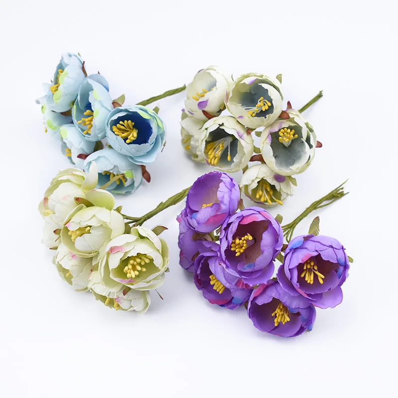 6 шт. Скрапбукинг stamen декоративные цветы венки розы DIY Подарочная коробка