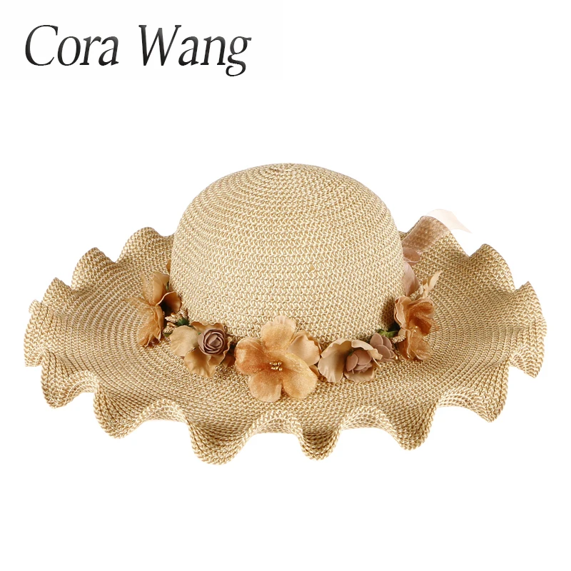 Cora Wang/Лидер продаж брендовые корейские соломенные солнцезащитные шапки для