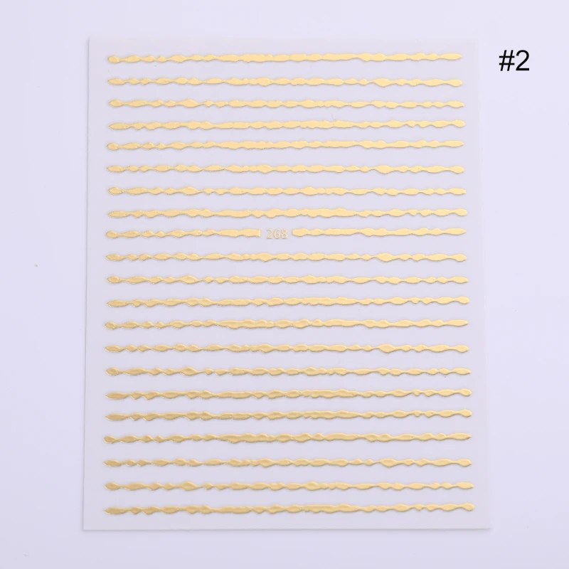 17(10-7.9cm) 1 лист Золотой Серебряный 3D стикер для ногтей Striping Ленточные линии металлические многоразмерные полосы клей для накладных ногтей переводная наклейка маникюрный Декор - Цвет: 17(10-7.9cm)