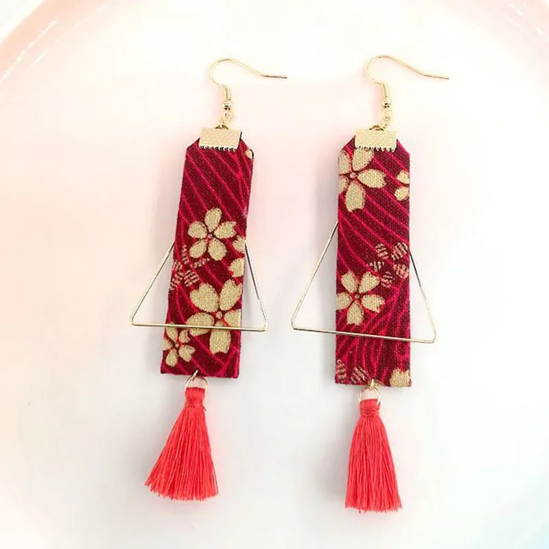 DoreenBeads модные популярные этнические серьги ретро ткань цветочный узор кулон