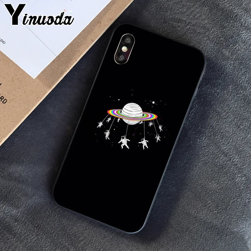 Yinuoda черный с белой луной звезды космонавта мягкий TPU чехол для телефона Apple iPhone 8 7