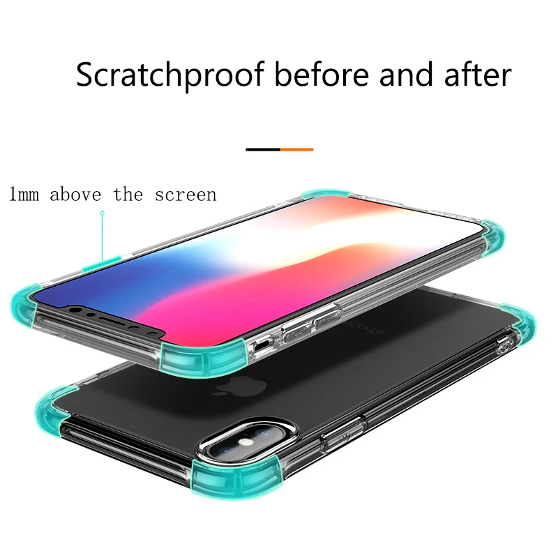 Чехол для iphone XS Max XR 7 8 6 S plus X прозрачный силиконовый четыре угла подушка