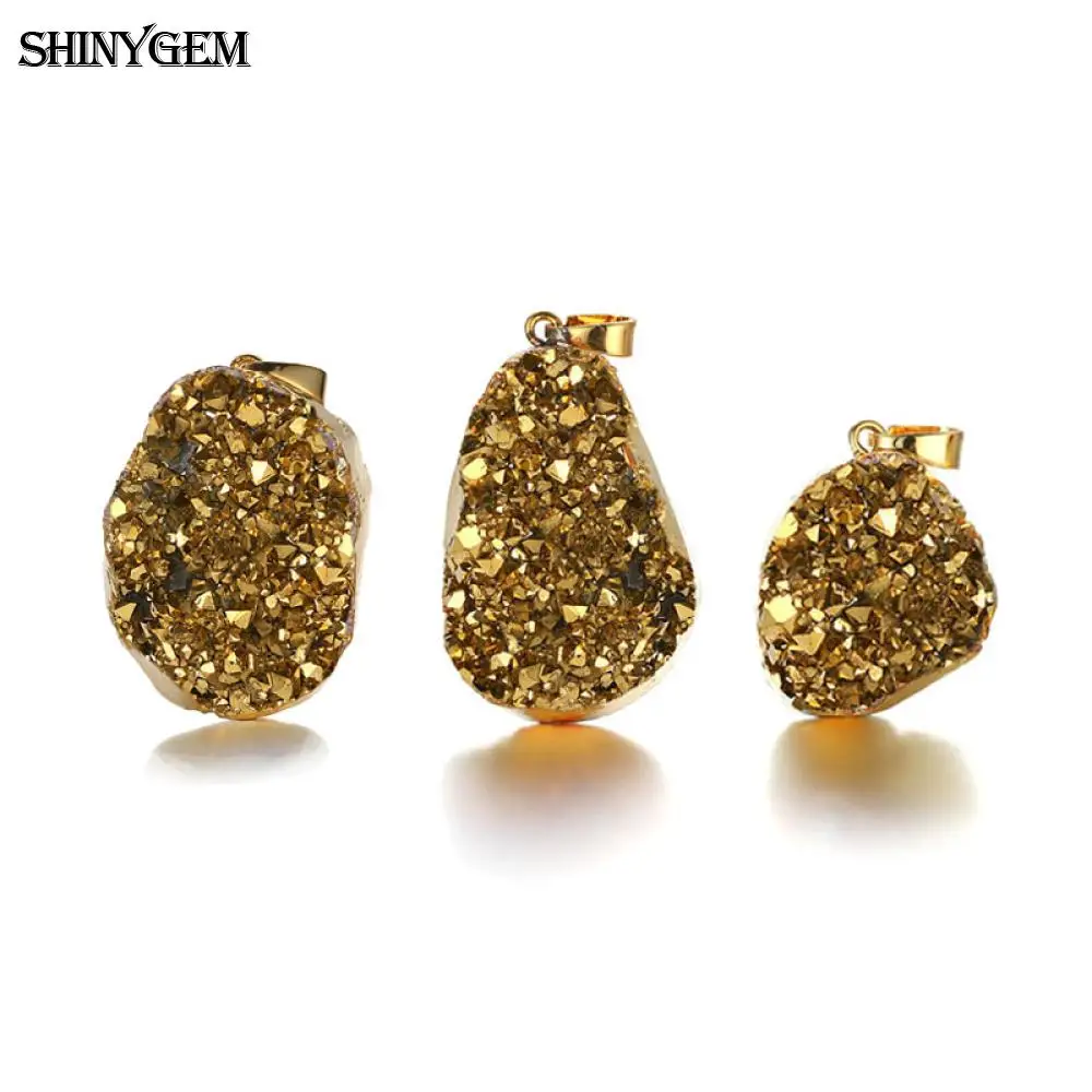Кулоны с золотым покрытием ShinyGem Druzy нестандартные подвески из натурального