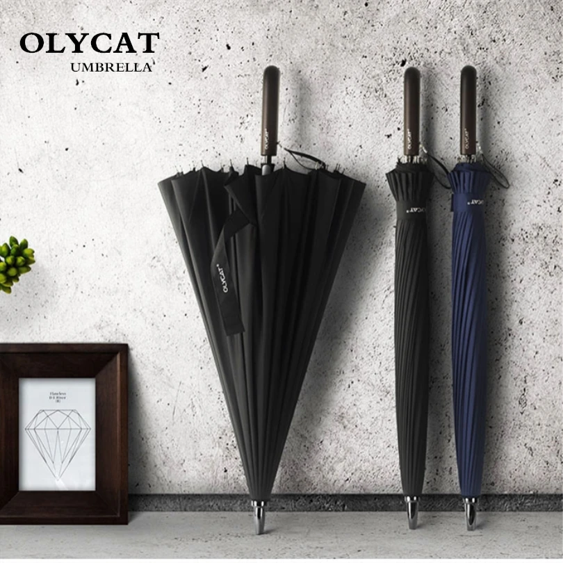 OLYCAT-Paraguas para hombre y mujer, sombrilla grande resistente a la lluvia y al viento, bastón de Golf, 24K