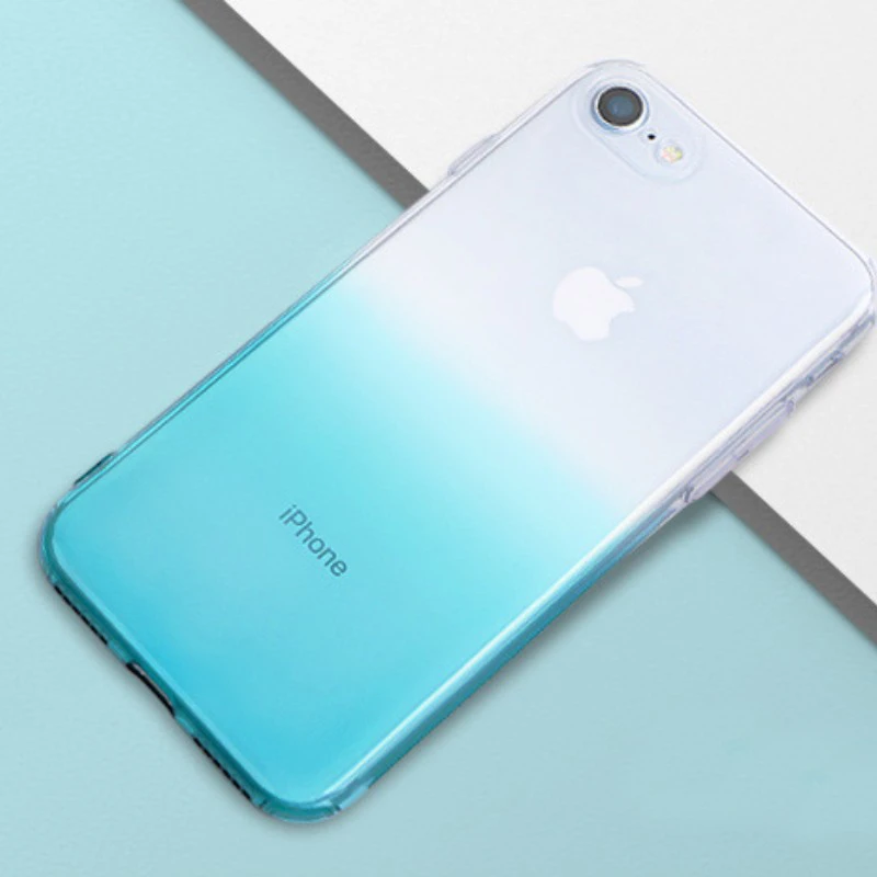 Transparent Cases For iPhone 7 Phone Gradient Color 8 8Plus 7PLUS 6 6S 5 5s Case Clear Shockproof Soft TPU Protect Back Cove |