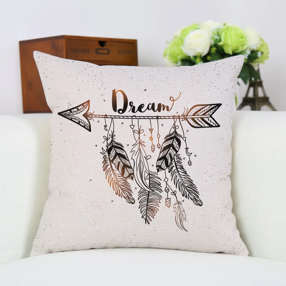 Indian Boho Pattern Feather Geometric Shapes Nordic Cushion Cover For Girls Room Decoration Accessories New | Дом и сад