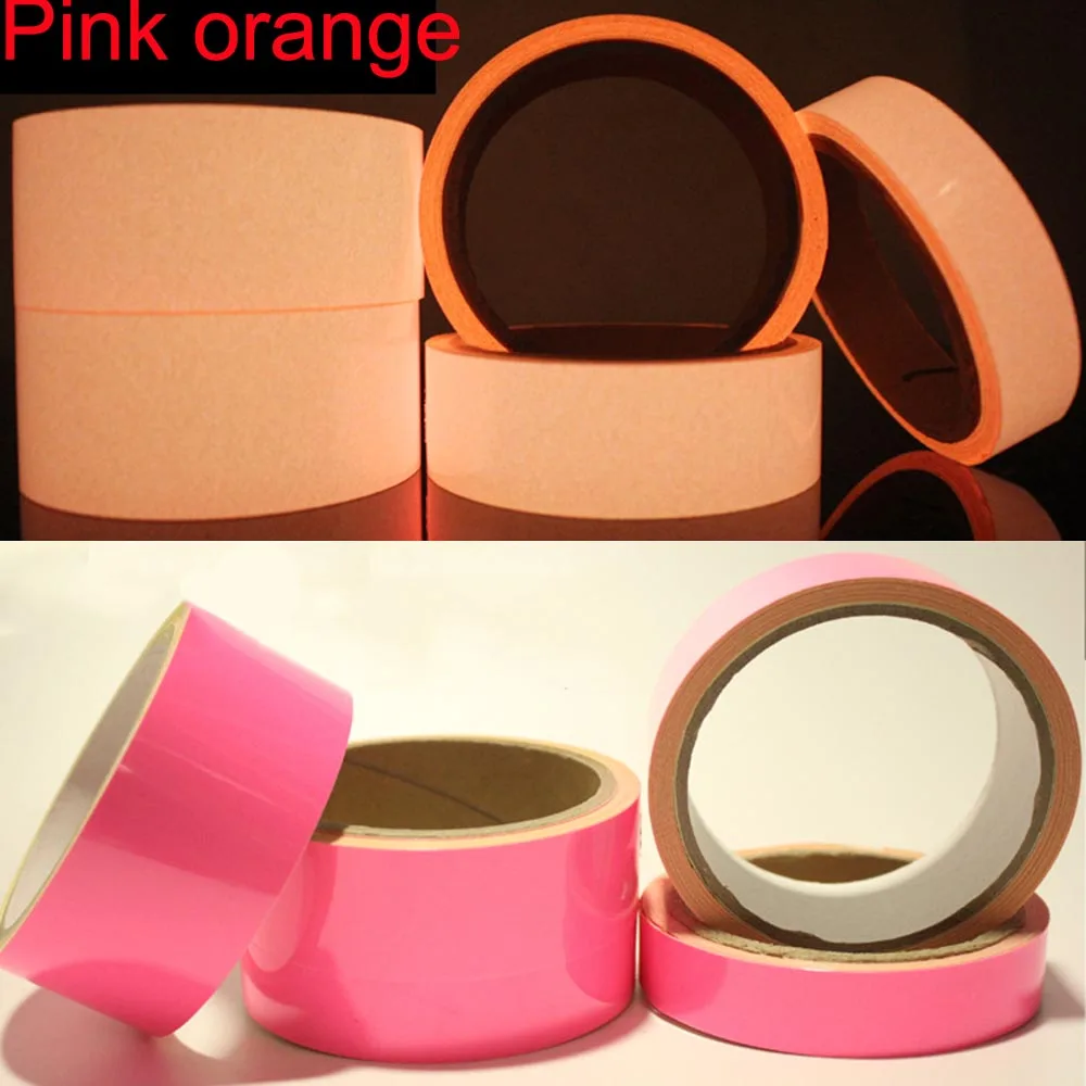 Pink Orange Keythemelife 5 м светящиеся ленты Предупреждение ющие полосы Светящиеся в темноте DIY аварийные линии стены стикеры флуоресцентные лестницы линии PET A - Цвет: Pink Orange