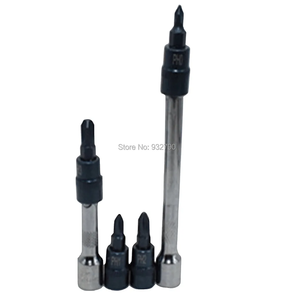 6x отвертка Биты Phillips PH0 PH1 PH2 PH3 1/4 &quotКвадратный привод гнездо бит 2&quot (50 мм) 4 &quot(100