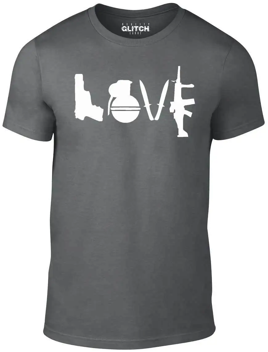 Love T-Shirt - Funny t shirt weapons retro war urban art guns knife cool peace Cartoon men Unisex New Fashion tshirt | Мужская одежда