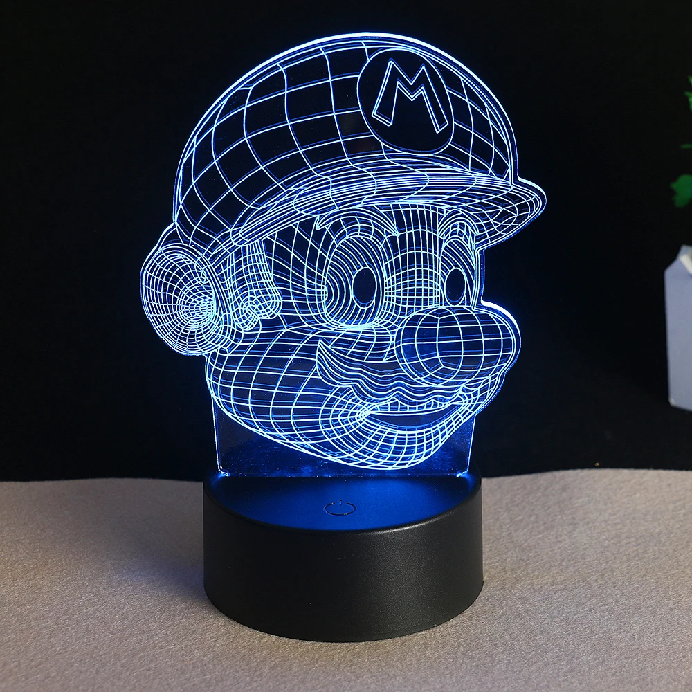 Супер Марио 3D LED ночник USB 7 цветов украшение дома лампа для детей как праздники и