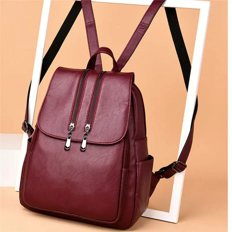 Fashion Women leather backpack ladies travel computer bag School Shoulder Bag Multifunctional Zipper | Багаж и сумки