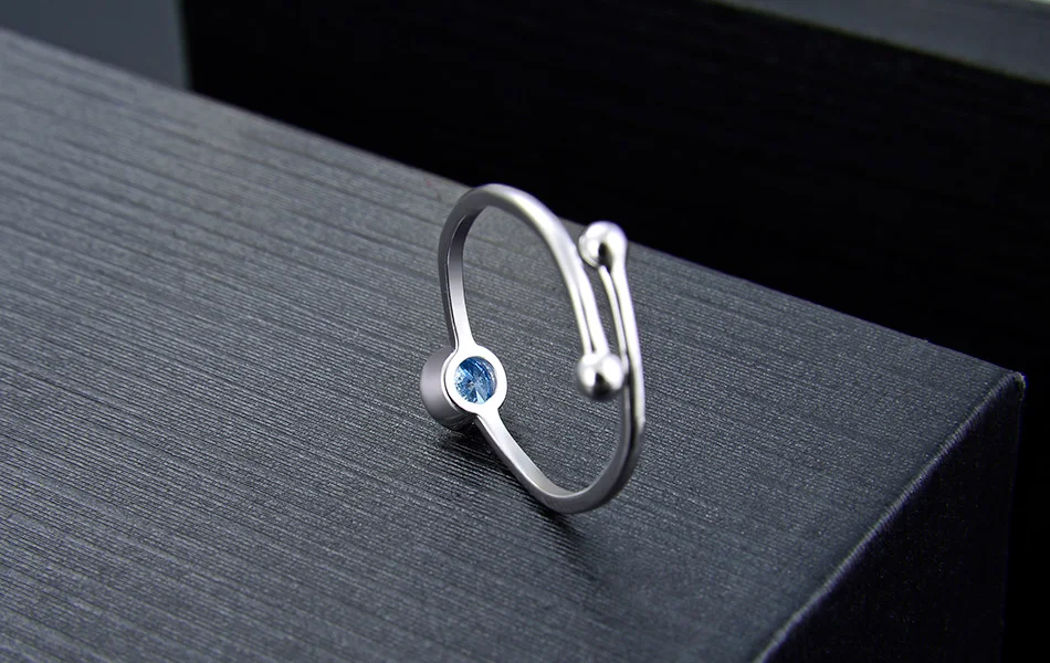 ORSA JEWELS Настоящее женское регулируемое 925 пробы Серебряное кольцо с синим кубическим цирконием женские элегантные кольца модные вечерние ювелирные изделия SR117
