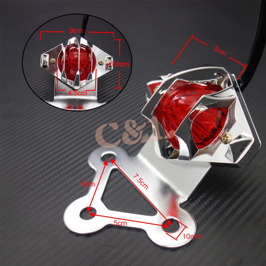 Хромированный мотоцикл светодиодный гриль задний стоп сигнал Кронштейн