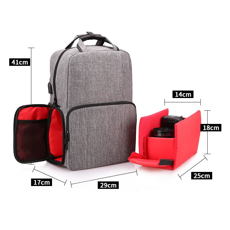 Waterproof Digital DSLR Photo Padded Backpack Rain Cover Laptop Multi-functional Camera USB Charging For Canon Nikon | Электроника