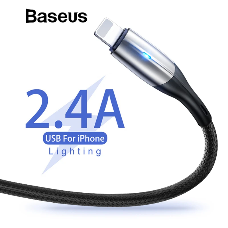 Зарядный usb кабель Baseus Zn из сплава для iPhone xs max 1 м 2 4 А 8 7 6 plus|Кабели мобильных