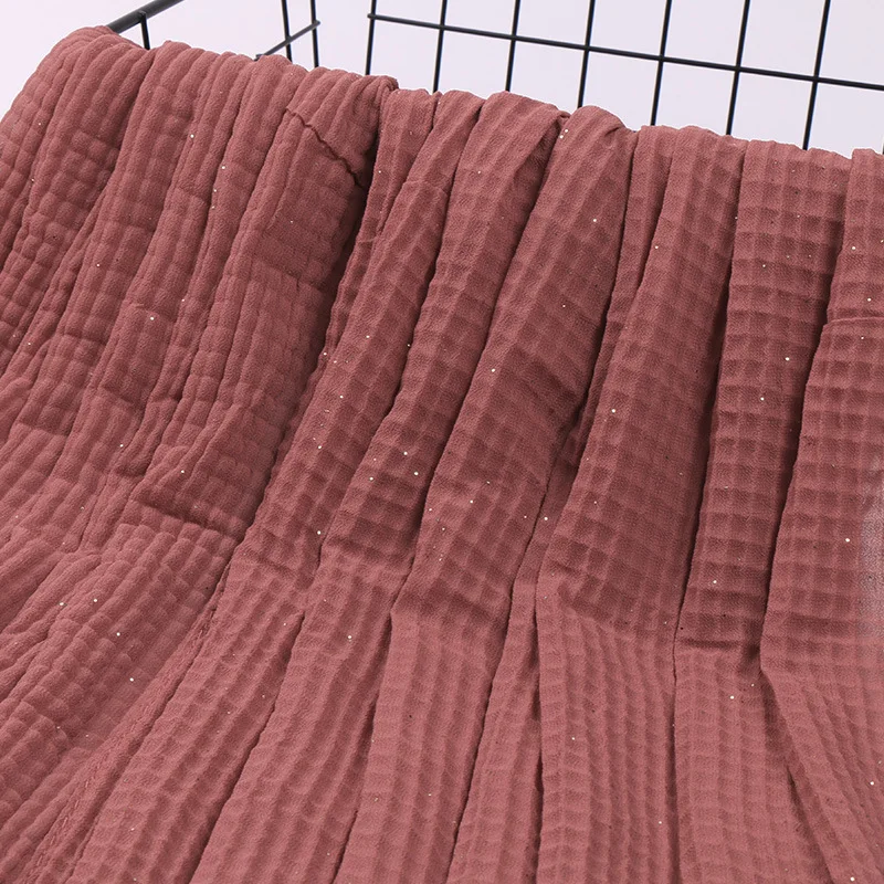 

Fashion Plain Wrinkle Plaid Bubble Chiffon Instant Shawl Ladies Crinkle Shimmer Hijabs and Wraps Foulard Headband Muslim Sjaal