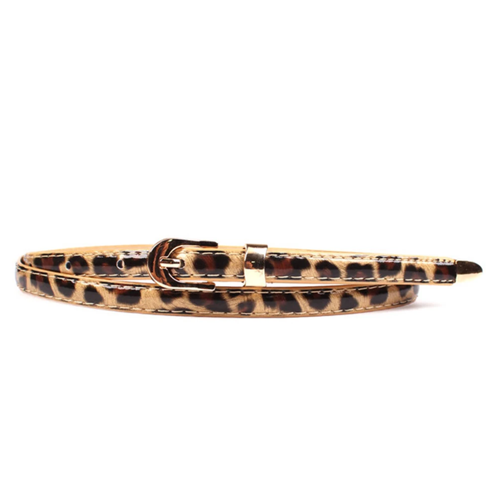 leopard print Женский кожаный ремень в форме D с металлической пряжкой в стиле Харадзюку ярких цветов, тонкий узкий пояс для украшения женского платья - Цвет: leopard print