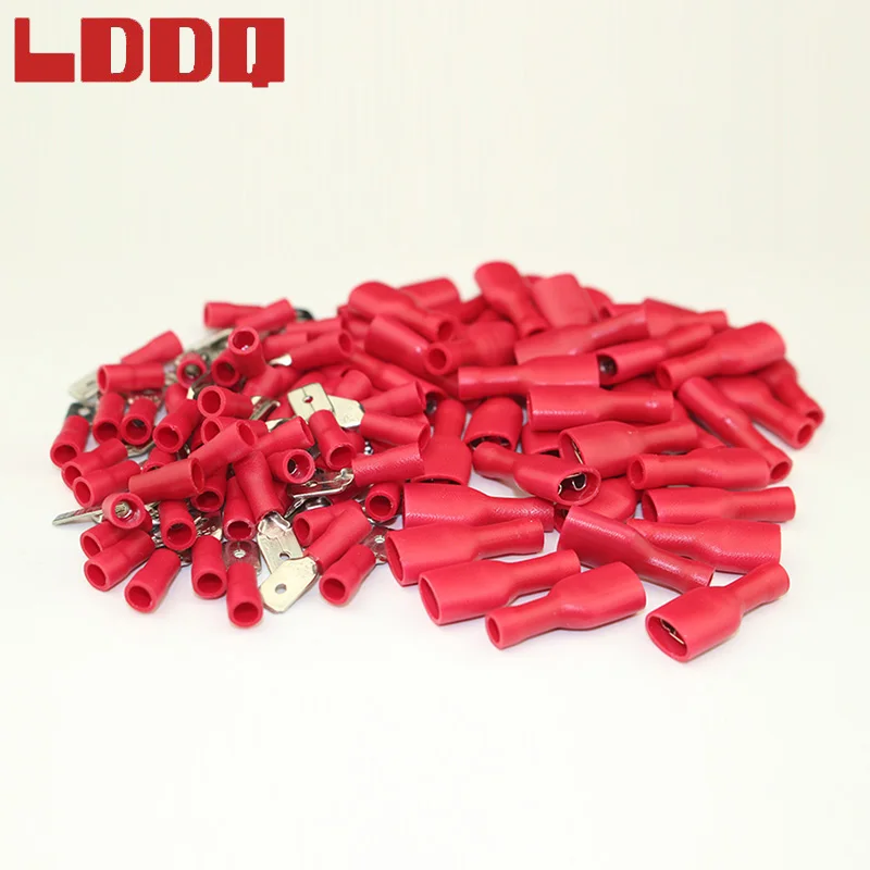 LDDQ 100 шт. красные полностью изолированные обжимные клеммы электрические разъемы