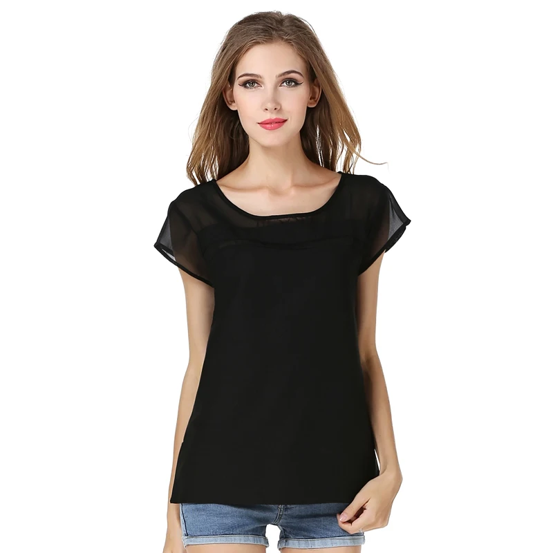 Для женщин s летние топы и блузки 2018 пикантные прозрачные Шифоновая блузка