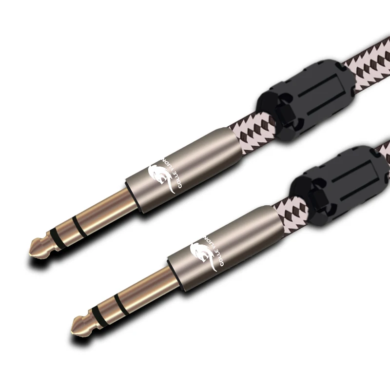 Hi fi стерео 1/4 &quot6 35 мм до 6 штекер Jack защищенный аудиокабель для микрофона