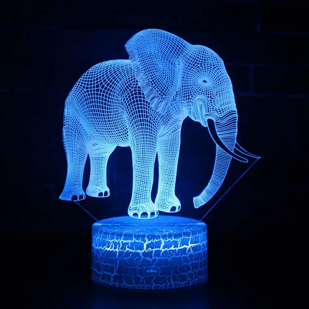 Цвет Сменные слон гориллы LED 3D визуальную иллюзию ночник Творческий Украшение стола свет Новинка Настольная лампа Дети подарок