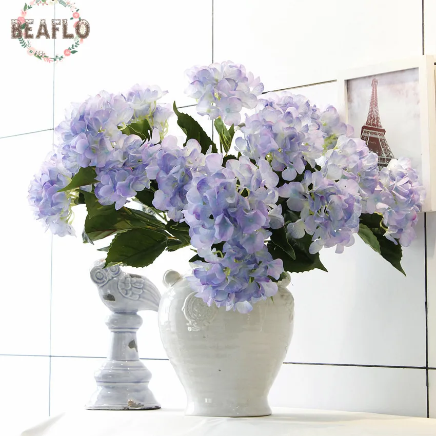 1Bunch 5 Heads Silicone Snowball Hydrangea Bouquet Artificial Flower Wedding Home Decorative Floristry 4 Colors | Дом и сад