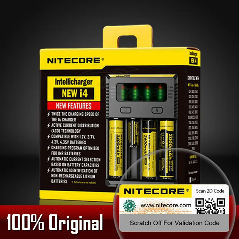 I4 Бренд Nitecore D4 I4 I2 D2 Digicharger ЖК-дисплей интеллектуальной интегральной схемой литий-ионный аккумулятор для 26650 18650 18350 16340 14500 10440 AA AAA 22650 - Цвет: I4